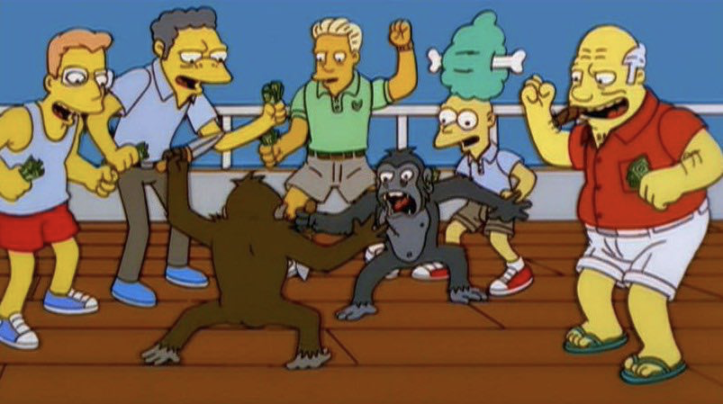 High Quality Simpsons Watch Two Monkeys Blank Meme Template