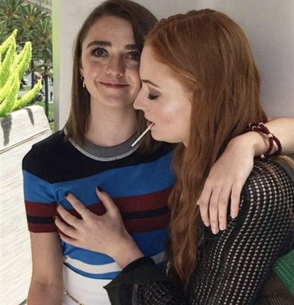 High Quality Maisie Williams And Sophie Turner Blank Meme Template