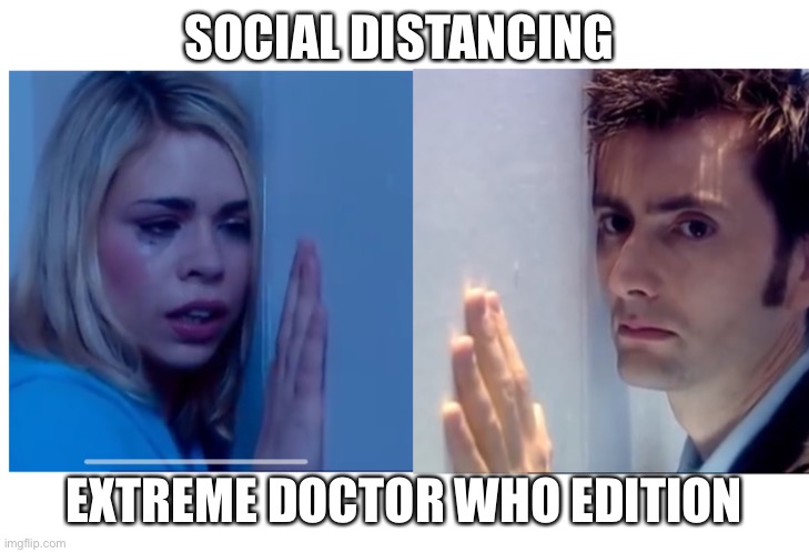 SOCIAL DISTANCING; EXTREME DOCTOR WHO EDITION | image tagged in doctor who,coronavirus,rose tyler | made w/ Imgflip meme maker