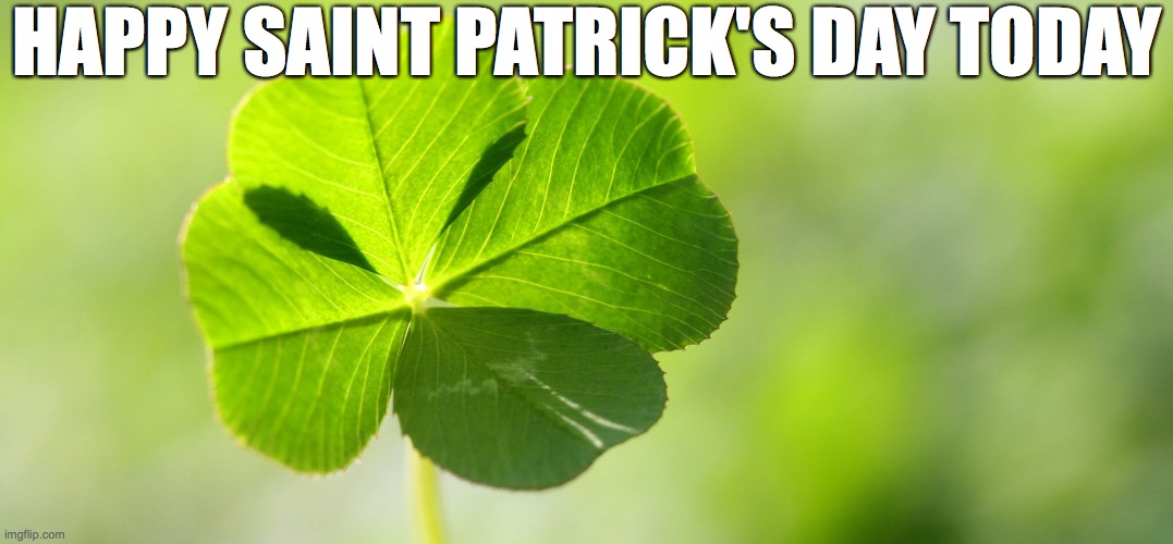 Sait Patrick's day | HAPPY SAINT PATRICK'S DAY TODAY | image tagged in lucky luck clover,saint patrick's day | made w/ Imgflip meme maker