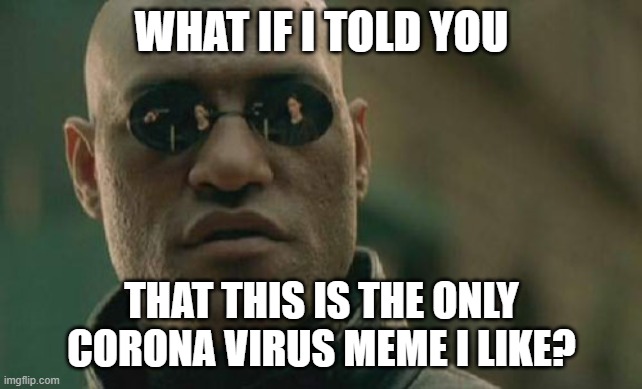 Matrix Morpheus Meme | WHAT IF I TOLD YOU THAT THIS IS THE ONLY CORONA VIRUS MEME I LIKE? | image tagged in memes,matrix morpheus | made w/ Imgflip meme maker