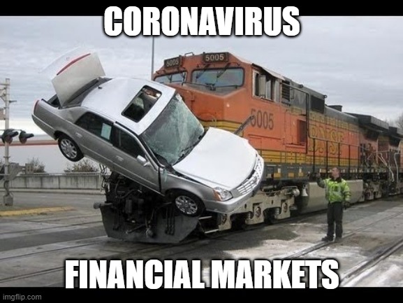 Car Crash | CORONAVIRUS; FINANCIAL MARKETS | image tagged in car crash | made w/ Imgflip meme maker
