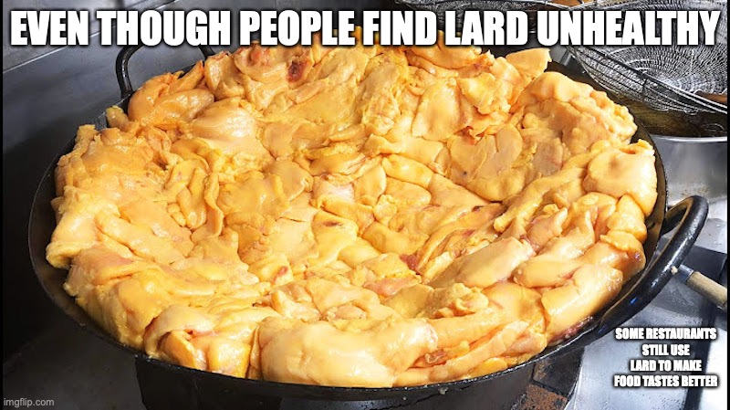 Pork Fat | EVEN THOUGH PEOPLE FIND LARD UNHEALTHY; SOME RESTAURANTS STILL USE LARD TO MAKE FOOD TASTES BETTER | image tagged in lard,fat,memes,food | made w/ Imgflip meme maker