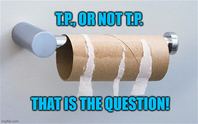 Toilet Paper | T.P., OR NOT T.P. THAT IS THE QUESTION! | image tagged in humor | made w/ Imgflip meme maker