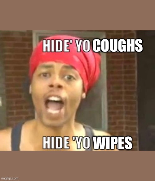 Hide the panic | COUGHS; WIPES | image tagged in corona,not funny,hoarders,allergies,2020 | made w/ Imgflip meme maker