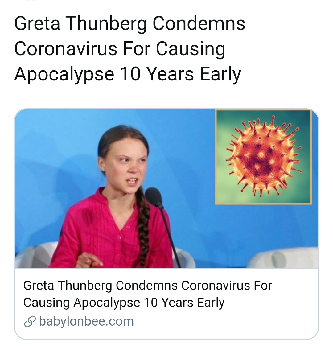 Greta Thunberg Coronavirus Blank Meme Template