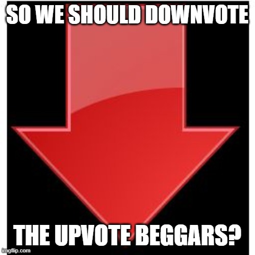 downvotes | SO WE SHOULD DOWNVOTE THE UPVOTE BEGGARS? | image tagged in downvotes | made w/ Imgflip meme maker