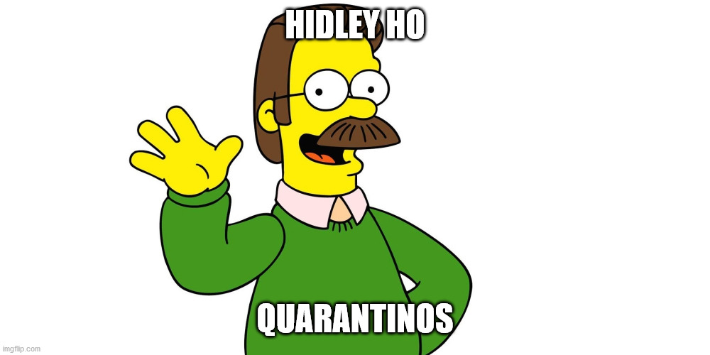 Ned Flanders Wave | HIDLEY HO; QUARANTINOS | image tagged in ned flanders wave | made w/ Imgflip meme maker