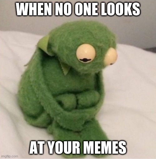 Sad Kermit | WHEN NO ONE LOOKS; AT YOUR MEMES | image tagged in sad kermit | made w/ Imgflip meme maker