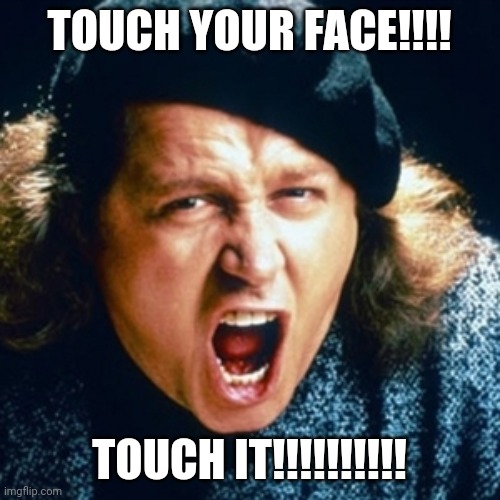 Sam kinison | TOUCH YOUR FACE!!!! TOUCH IT!!!!!!!!!! | image tagged in sam kinison | made w/ Imgflip meme maker
