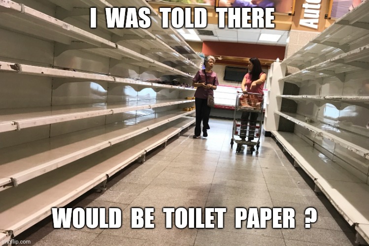 Toilet paper meme | I  WAS  TOLD  THERE; WOULD  BE  TOILET  PAPER  ? | image tagged in toilet paper meme | made w/ Imgflip meme maker
