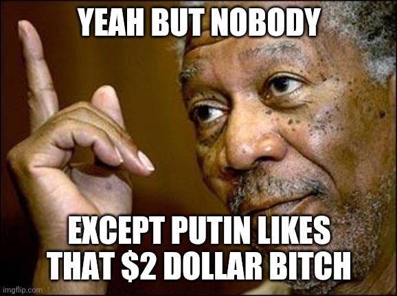 This Morgan Freeman | YEAH BUT NOBODY EXCEPT PUTIN LIKES THAT $2 DOLLAR B**CH | image tagged in this morgan freeman | made w/ Imgflip meme maker