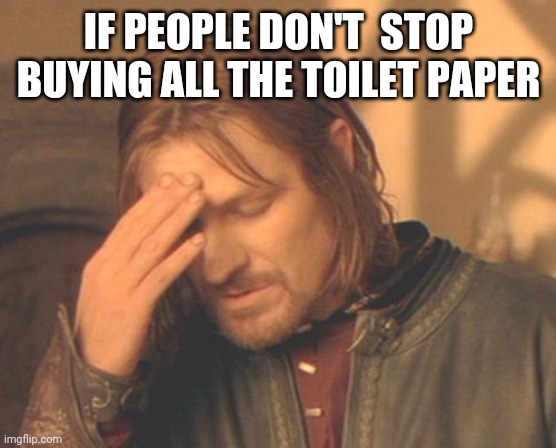 Frustrated Boromir | IF PEOPLE DON'T  STOP BUYING ALL THE TOILET PAPER | image tagged in memes,frustrated boromir | made w/ Imgflip meme maker