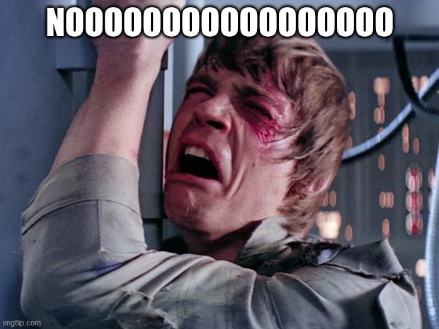 luke nooooo | NOOOOOOOOOOOOOOOOO | image tagged in luke nooooo | made w/ Imgflip meme maker