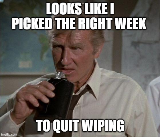 Lloyd Bridges | LOOKS LIKE I PICKED THE RIGHT WEEK; TO QUIT WIPING | image tagged in lloyd bridges | made w/ Imgflip meme maker
