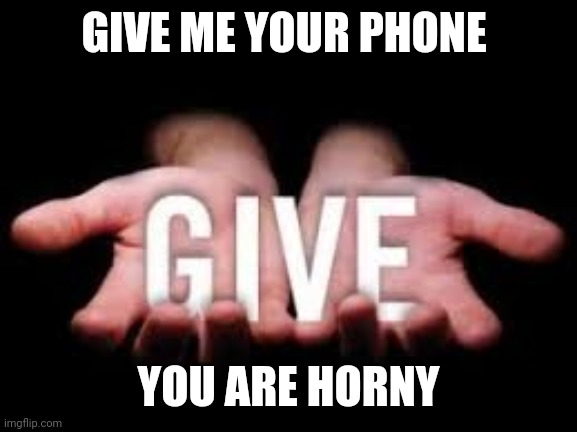 GIVE ME YOUR PHONE; YOU ARE HORNY | made w/ Imgflip meme maker