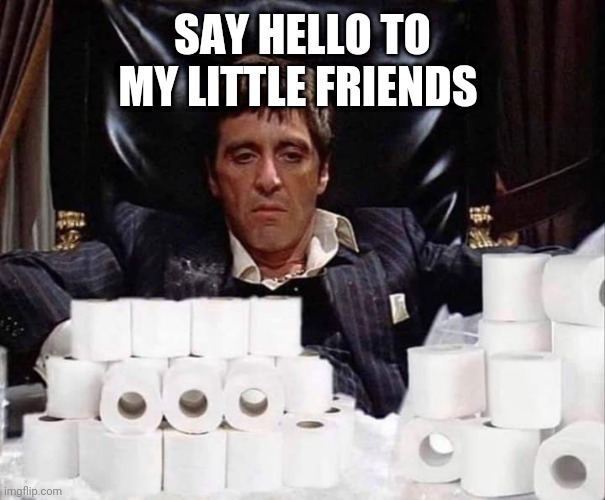 Scarface Stash | SAY HELLO TO MY LITTLE FRIENDS | image tagged in scarface stash | made w/ Imgflip meme maker