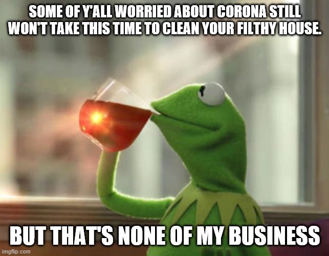 But That's None Of My Business (Neutral) Meme |  SOME OF Y'ALL WORRIED ABOUT CORONA STILL WON'T TAKE THIS TIME TO CLEAN YOUR FILTHY HOUSE. BUT THAT'S NONE OF MY BUSINESS | image tagged in memes,but thats none of my business neutral | made w/ Imgflip meme maker