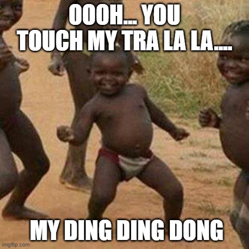 Third World Success Kid Meme | OOOH... YOU TOUCH MY TRA LA LA.... MY DING DING DONG | image tagged in memes,third world success kid | made w/ Imgflip meme maker
