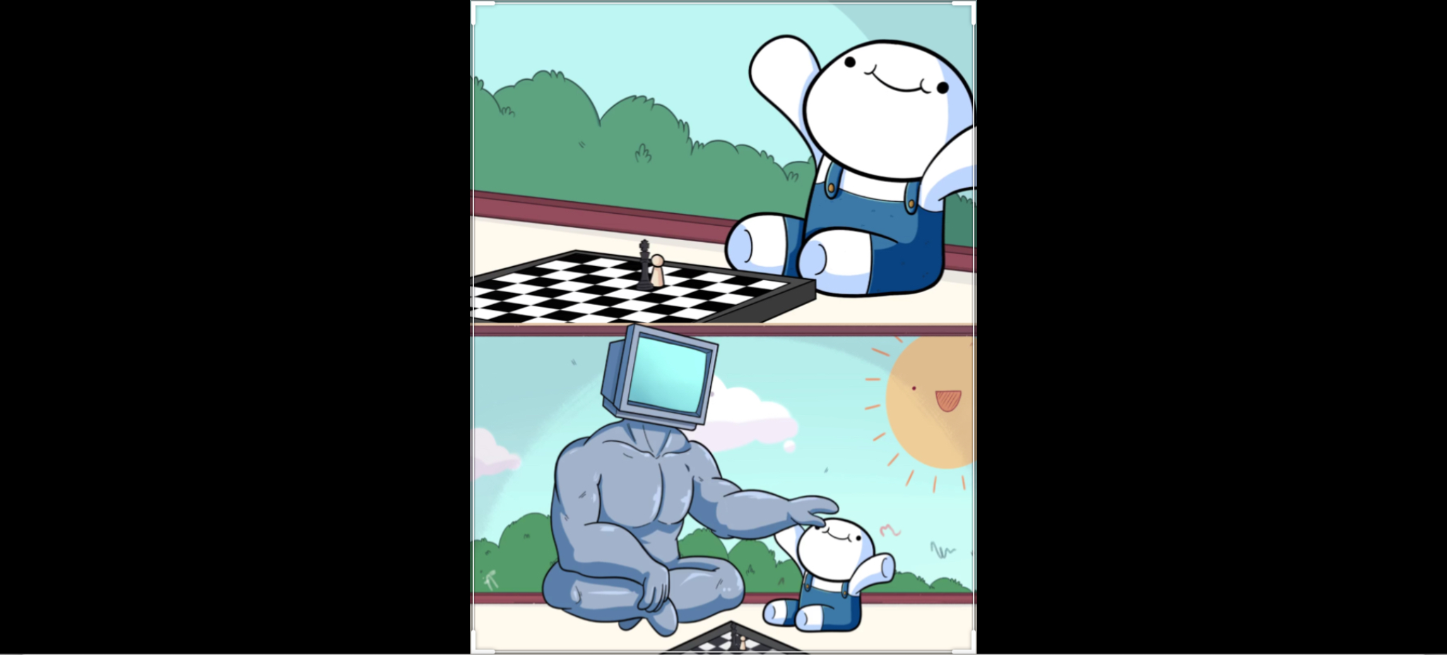 Baby beating computer at chess Blank Meme Template