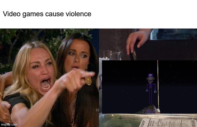 Woman Yelling At Cat | Video games cause violence | image tagged in memes,woman yelling at cat | made w/ Imgflip meme maker