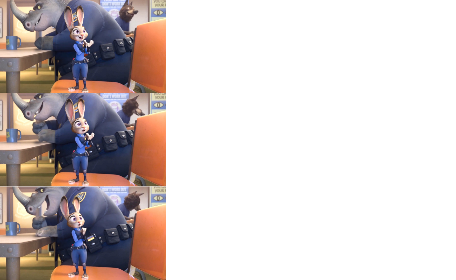 High Quality The three faces of Officer Hopps Blank Meme Template