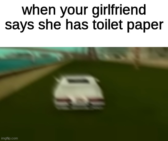 paper | when your girlfriend says she has toilet paper | image tagged in blur,gta vice city stories,meme | made w/ Imgflip meme maker