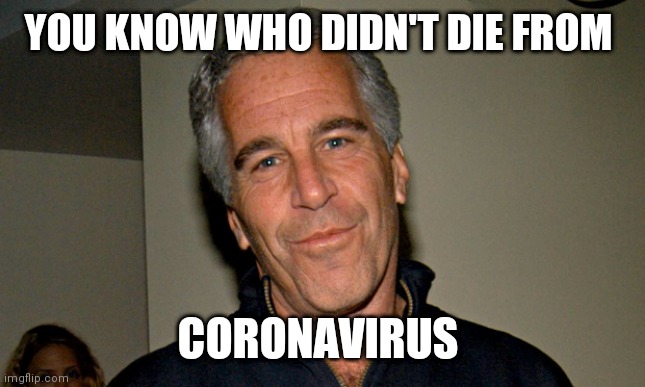Jeffrey Epstein | YOU KNOW WHO DIDN'T DIE FROM; CORONAVIRUS | image tagged in jeffrey epstein | made w/ Imgflip meme maker