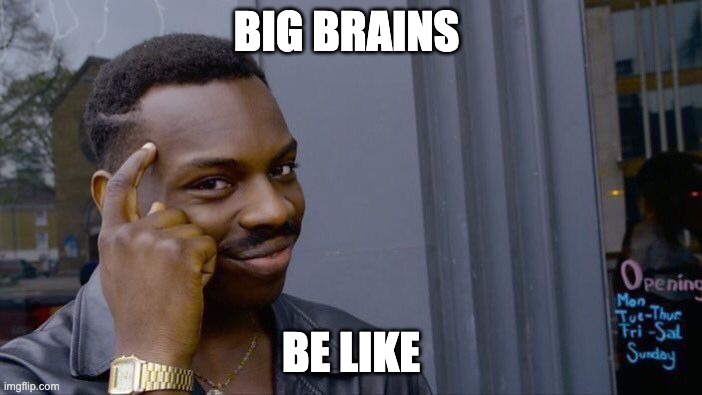 Roll Safe Think About It Meme | BIG BRAINS; BE LIKE | image tagged in memes,roll safe think about it | made w/ Imgflip meme maker