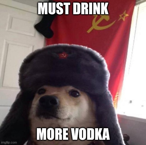 Russian Doge | MUST DRINK; MORE VODKA | image tagged in russian doge | made w/ Imgflip meme maker