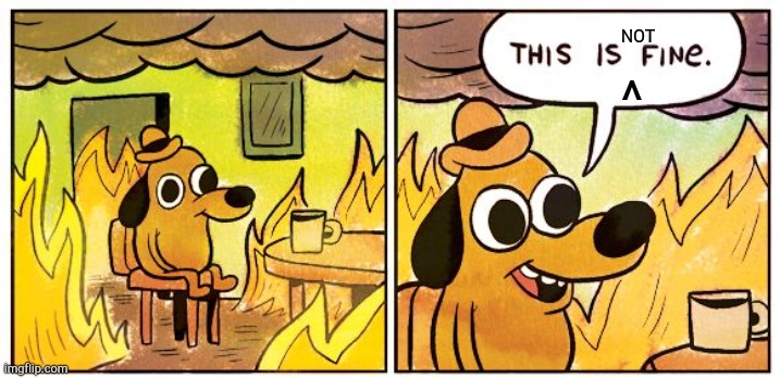 This Is Fine | NOT; ^ | image tagged in memes,this is fine | made w/ Imgflip meme maker