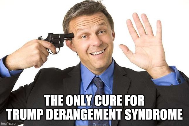 Gun to head | THE ONLY CURE FOR TRUMP DERANGEMENT SYNDROME | image tagged in gun to head | made w/ Imgflip meme maker
