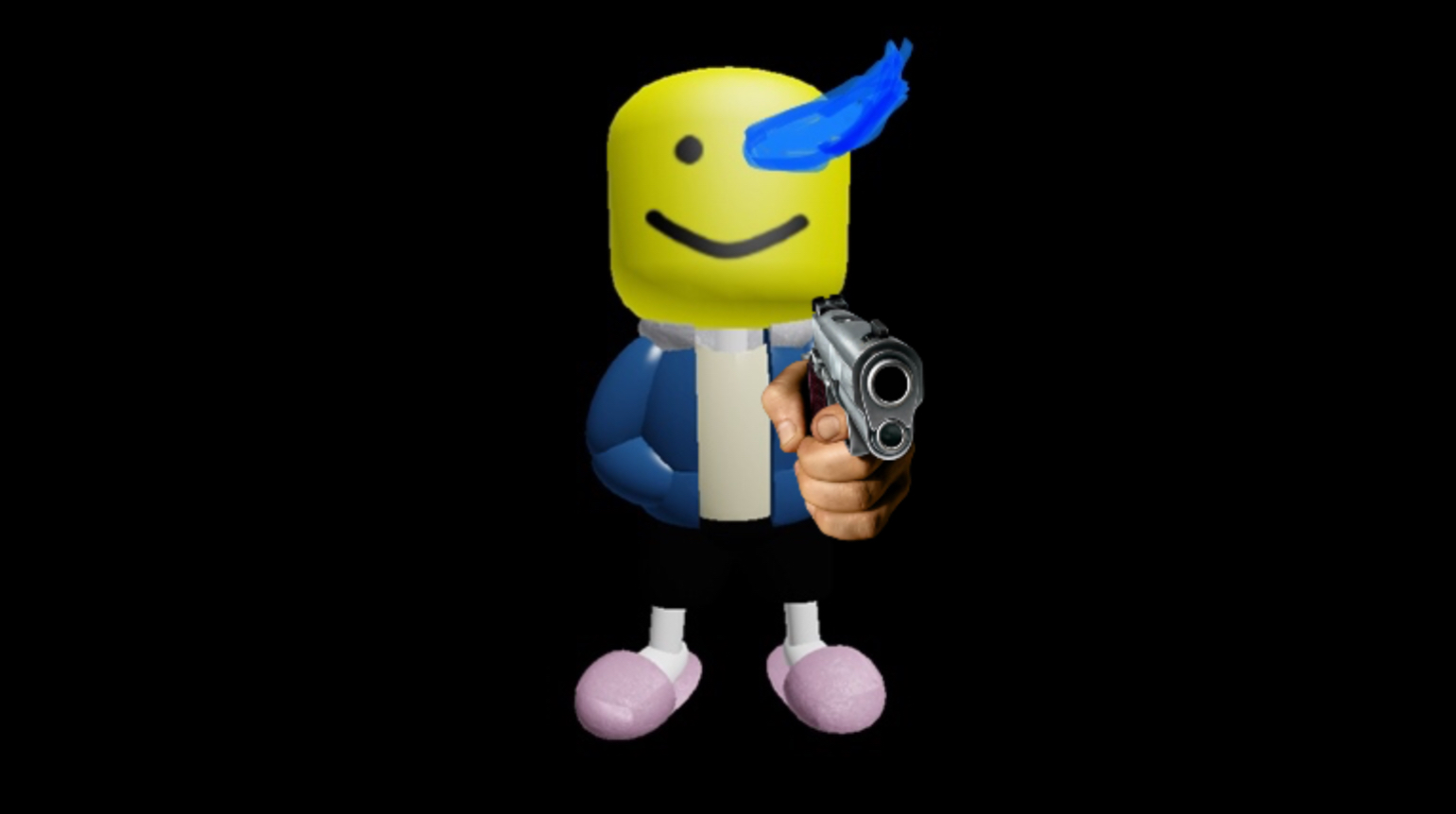 High Quality Roblox sans with gun Blank Meme Template