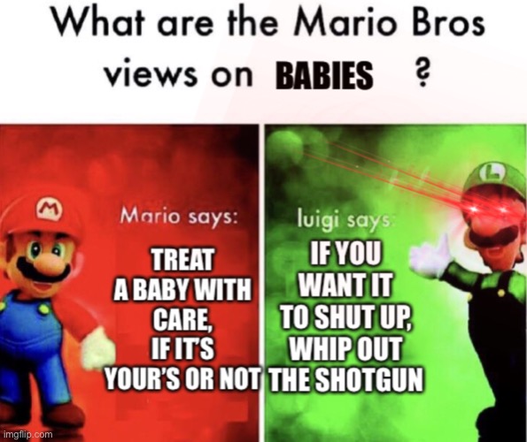 Mario bro’s views | image tagged in what are the mario bros views on,mario bros views,funny,memes,lol,oh wow are you actually reading these tags | made w/ Imgflip meme maker