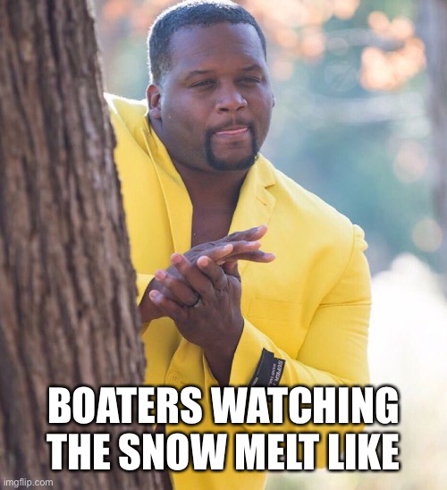 Black guy hiding behind tree | BOATERS WATCHING THE SNOW MELT LIKE | image tagged in black guy hiding behind tree | made w/ Imgflip meme maker