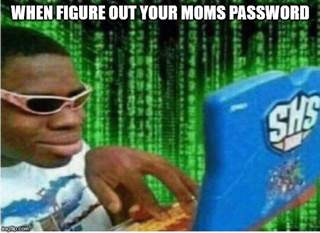 Hacker man | WHEN FIGURE OUT YOUR MOMS PASSWORD | image tagged in hacker man | made w/ Imgflip meme maker