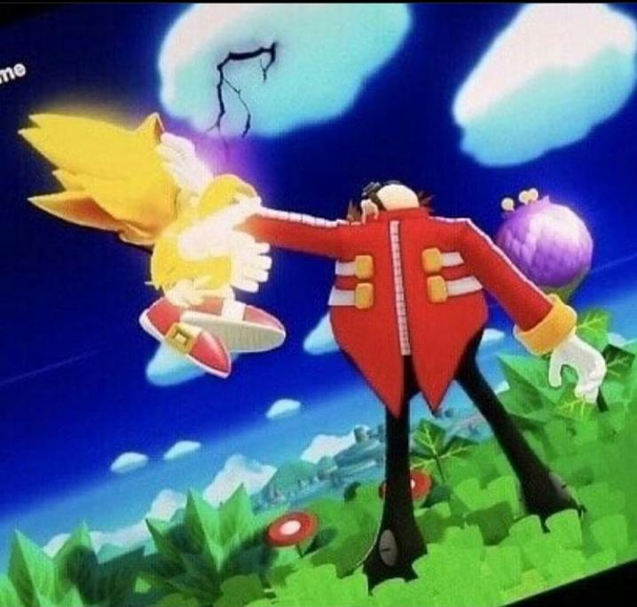 High Quality Eggman beating super sonic meme Blank Meme Template