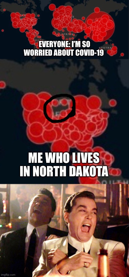 EVERYONE: I’M SO WORRIED ABOUT COVID-19; ME WHO LIVES IN NORTH DAKOTA | image tagged in memes,good fellas hilarious | made w/ Imgflip meme maker