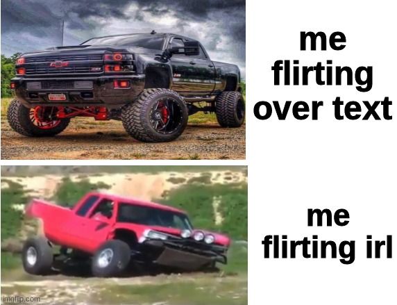 Drake Meme Format | me flirting over text; me flirting irl | image tagged in memes | made w/ Imgflip meme maker