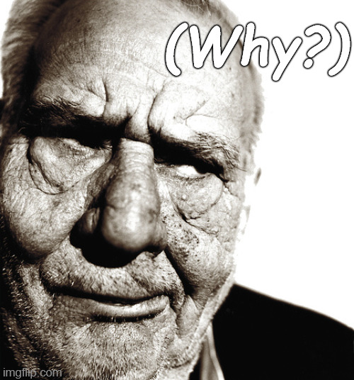 Skeptical old man | (Why?) | image tagged in skeptical old man | made w/ Imgflip meme maker