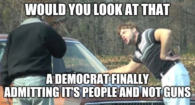 Would you look at that | WOULD YOU LOOK AT THAT A DEMOCRAT FINALLY ADMITTING IT'S PEOPLE AND NOT GUNS | image tagged in would you look at that | made w/ Imgflip meme maker