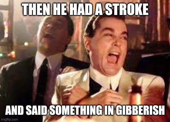 And then he said .... | THEN HE HAD A STROKE AND SAID SOMETHING IN GIBBERISH | image tagged in and then he said | made w/ Imgflip meme maker