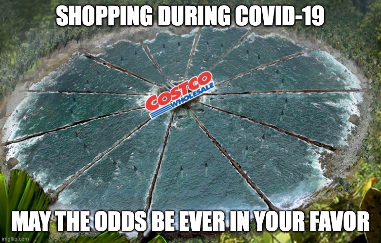 Shopping during covid-19 | SHOPPING DURING COVID-19; MAY THE ODDS BE EVER IN YOUR FAVOR | image tagged in covid-19 | made w/ Imgflip meme maker