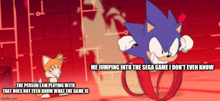 sonic mania adventures scene 1 | ME JUMPING INTO THE SEGA GAME I DON'T EVEN KNOW; THE PERSON I AM PLAYING WITH THAT DOES NOT EVEN KNOW WHAT THE GAME IS | image tagged in sonic mania adventures scene 1 | made w/ Imgflip meme maker