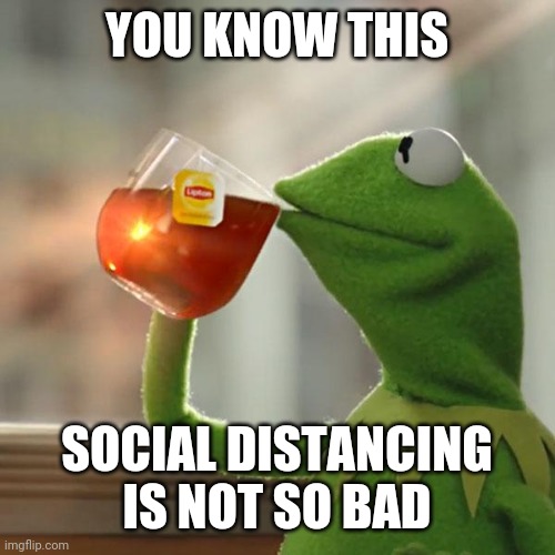 But That's None Of My Business | YOU KNOW THIS; SOCIAL DISTANCING IS NOT SO BAD | image tagged in memes,but thats none of my business,kermit the frog | made w/ Imgflip meme maker