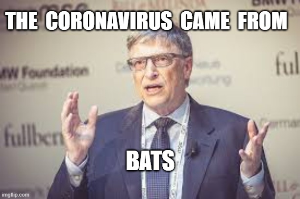THE  CORONAVIRUS  CAME  FROM; BATS | image tagged in coronavirus,bill gates | made w/ Imgflip meme maker