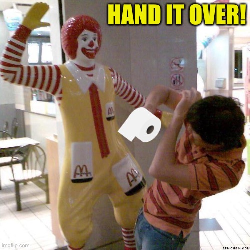 McDonald slap | HAND IT OVER! | image tagged in mcdonald slap | made w/ Imgflip meme maker