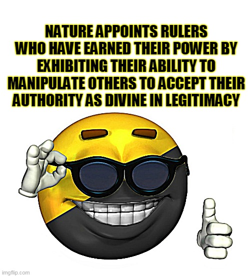 self contradiction | NATURE APPOINTS RULERS WHO HAVE EARNED THEIR POWER BY EXHIBITING THEIR ABILITY TO MANIPULATE OTHERS TO ACCEPT THEIR AUTHORITY AS DIVINE IN LEGITIMACY | image tagged in ancap picardia | made w/ Imgflip meme maker