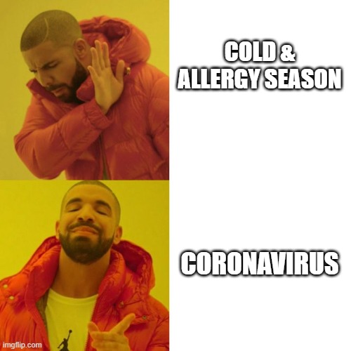 Drake Blank | COLD & ALLERGY SEASON; CORONAVIRUS | image tagged in drake blank,cold,allergies,coronavirus | made w/ Imgflip meme maker