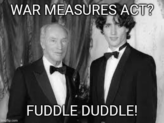 WAR MEASURES ACT? FUDDLE DUDDLE! | image tagged in justin trudeau,fuddle duddle,martial law,coronavirus,lockdown,boogaloo | made w/ Imgflip meme maker